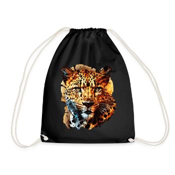 Geometric Leopard Head Abstract Polygonal - Turnbeutel - Schwarz - Vorne