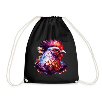 Geometric Chicken Head Abstract Polygonal - Turnbeutel - Schwarz - Vorne