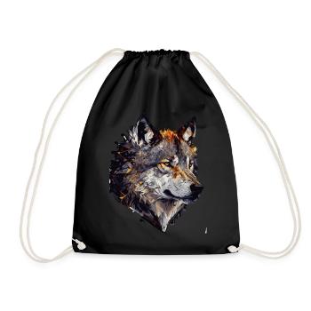 Geometric Wolf Head Abstract Polygonal - Turnbeutel - Schwarz - Vorne