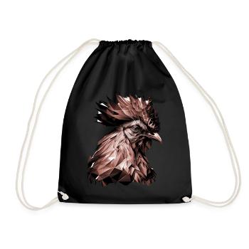 Geometric Chicken Head Abstract Polygonal - Turnbeutel - Schwarz - Vorne