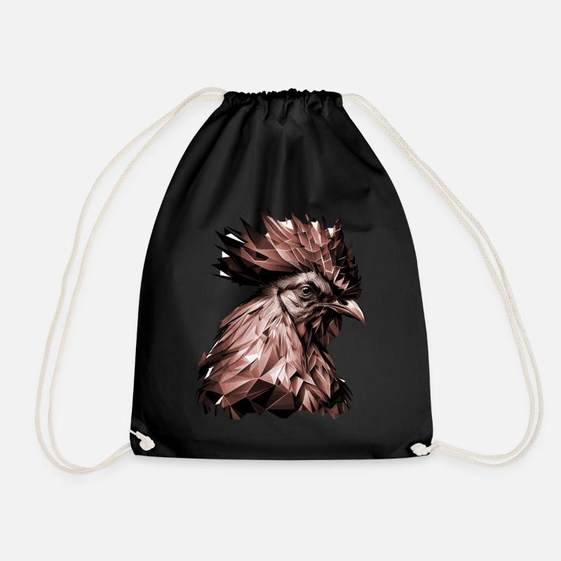 Geometric Chicken Head Abstract Polygonal - Turnbeutel - Schwarz