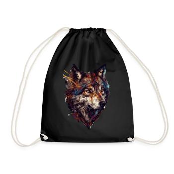 Geometric Wolf Head Abstract Polygonal - Turnbeutel - Schwarz - Vorne