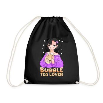Kawaii Anime Boba Thé au lait Boules de tapioca - Sac de sport léger - noir - Devant