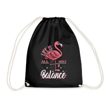 Pink Flamingo Costume Bird Life all about Balance - Drawstring Bag - black - Front