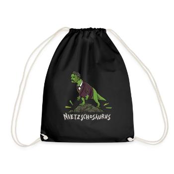 Nietzsche T-Rex Dinosaur Design for a - Drawstring Bag - black - Front