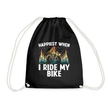 Happiest when i ride my Bike - Turnbeutel - Schwarz - Vorne