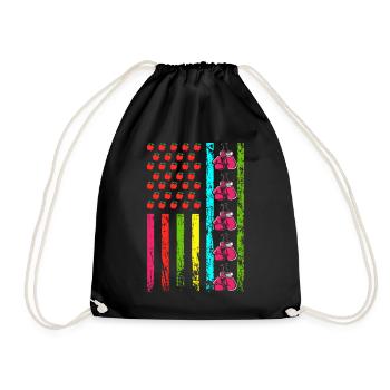 American Sports Flag Boxing Gloves 100 Days of - Drawstring Bag - black - Front