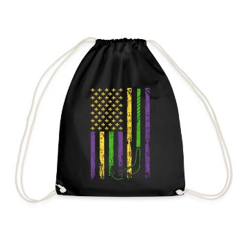 American Sports Flag Ice Hockey Sports - Drawstring Bag - black - Front