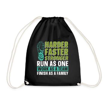 Cross Country Running Harder Faster Stronger Race - Drawstring Bag - black - Front