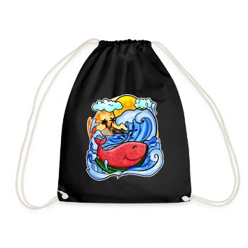 Baleine pastèque - Sac de sport léger - noir - Devant