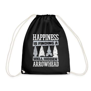 Happiness Is Finding A Hidden Arrowhead - Drawstring Bag - black - Front