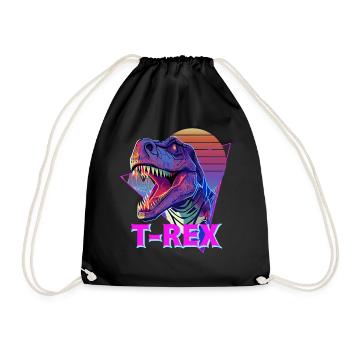 Roaring T-Rex Tyrannosaurus Rex Dinosaur Vaporwave - Turnbeutel - Schwarz - Vorne