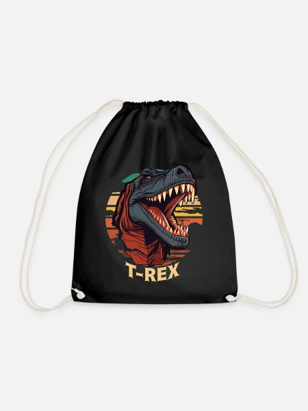 Retro Sunset T-Rex Tyrannosaurus Head Cool Dinosau - Turnbeutel - Schwarz