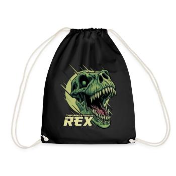 T-Rex Dinosaur Tyrannosaurus Rex Roaring Dino Head - Drawstring Bag - black - Front