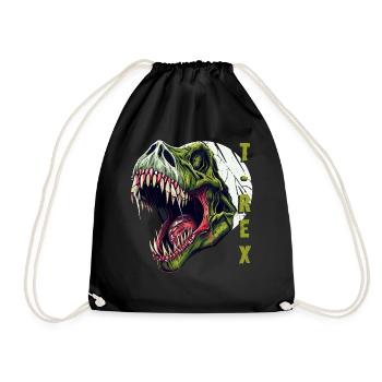 Tyrannosaurus Rex Zombie Dinosaur Head - Drawstring Bag - black - Front