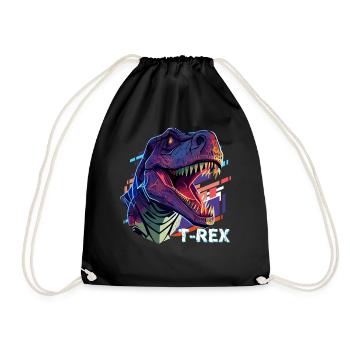Colorful Roaring Tyrannosaurus Rex T-Rex Head Dino - Drawstring Bag - black - Front