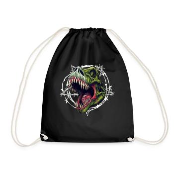 Zombie T-Rex Dinosaur Tyrannosaurus Head Gothic - Drawstring Bag - black - Front