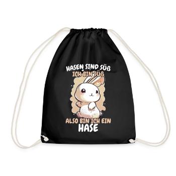 Hase Hasen Kaninchen Haustier - Turnbeutel - Schwarz - Vorne