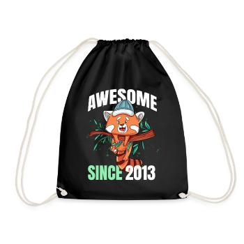 Awesome Since 2013 - 10th Red Panda Birthday - Drawstring Bag - black - Front