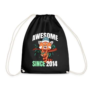 Awesome Since 2014 - 9th Red Panda Birthday - Drawstring Bag - black - Front