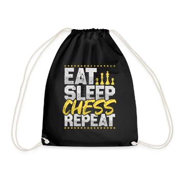 Chess Eat Sleep Repeat Chessboard Chess Chess - Drawstring Bag - black - Front