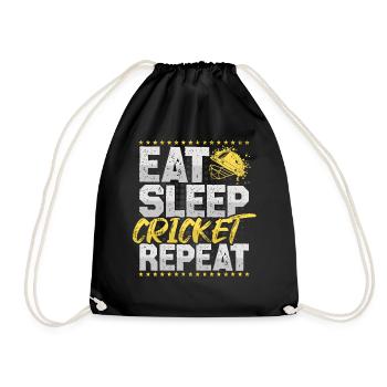 Cricket Eat Sleep Repeat Cricketer Cricket - Drawstring Bag - black - Front
