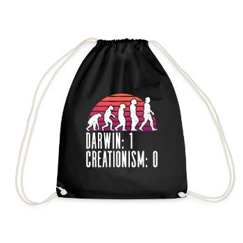 Darwin: 1 - Kreationismus: 0 - Atheist - Atheismus - Turnbeutel - Schwarz - Vorne