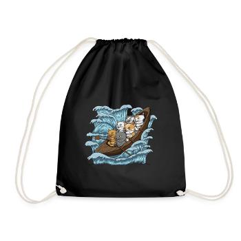 Paddelboot Katzen Designs für eine Rudermannschaft - Turnbeutel - Schwarz - Vorne