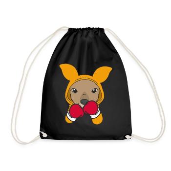 Kangaroo Boxer Martial Athlete Sparring Sport Boxing - Drawstring Bag - black - Front