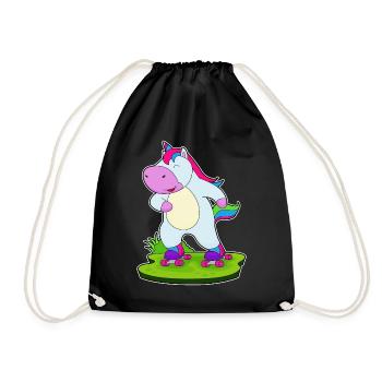 Unicorn Roller Skating Roller Skates - Drawstring Bag - black - Front