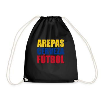 arepas cerveza futbol, venezuela, colombia arepas - Turnbeutel - Schwarz - Vorne