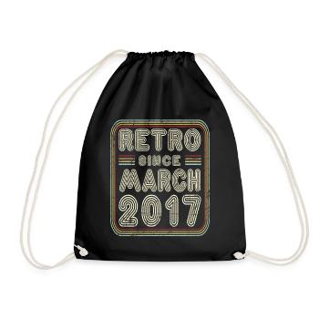 Birthday March 2017 Retro Gift - Drawstring Bag - black - Front