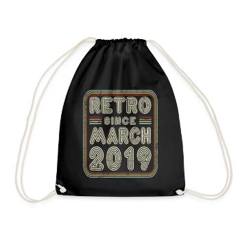 Birthday March 2019 Retro Gift - Drawstring Bag - black - Front