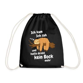 Faultier Faultiere Tier Schlafen Faul - Turnbeutel - Schwarz - Vorne