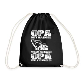 Opa Mit Bagger Wie Ein Normaler Opa Nur Cooler - Turnbeutel - Schwarz - Vorne