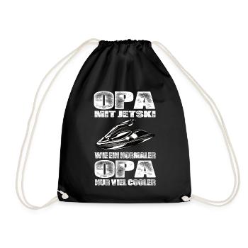 Opa Mit Jetski Wie Ein Normaler Opa Nur Cooler - Turnbeutel - Schwarz - Vorne