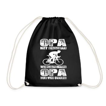 Opa Mit Rennrad Wie Ein Normaler Opa Nur Cooler - Turnbeutel - Schwarz - Vorne