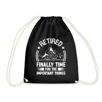 Retired finally Time for the important - Drawstring Bag - black - Front