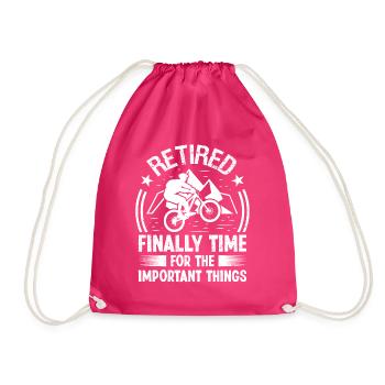 Retired finally Time for the important - Drawstring Bag - fuchsia - Front