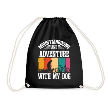 Mountainbiking and Adventure with Dog - Drawstring Bag - black - Front
