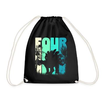 Stegosaurus 4 ans garçon 4ème anniversaire rétro - Sac de sport léger - noir - Devant