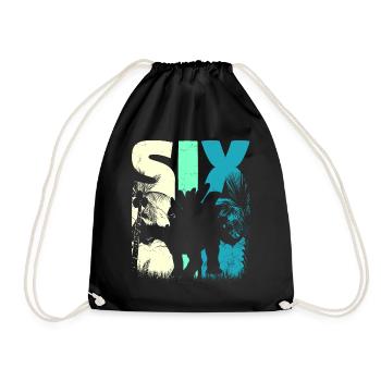 Stegosaurus 6 ans garçon 6ème anniversaire rétro - Sac de sport léger - noir - Devant