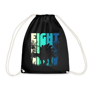 Stegosaurus 8 ans garçon 8ème anniversaire rétro - Sac de sport léger - noir - Devant