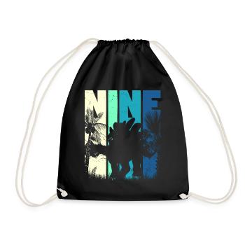 Stegosaurus 9 ans garçon 9ème anniversaire rétro - Sac de sport léger - noir - Devant