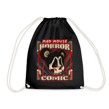 Funny Horror Mouse, Comic, Poster Skull Mad Mouse - Drawstring Bag - black - Front