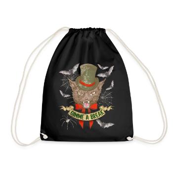 Chat d’Halloween avec araignée et chauve-souris, disant - Sac de sport léger - noir - Devant