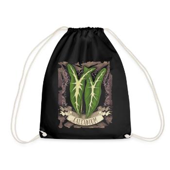 Calladium Lemaireanum vintage botanische Blätter - Turnbeutel - Schwarz - Vorne