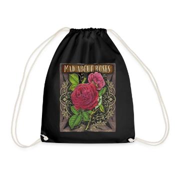 Vintage roses, rose motif, Victorian rose - Drawstring Bag - black - Front