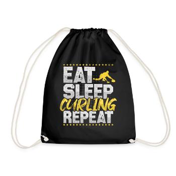 Curling Eat Sleep Repeat Eis Sport Hobby Curling - Turnbeutel - Schwarz - Vorne