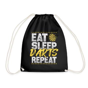 Dart Eat Sleep Repeat Dart Player Dartboard Darts - Drawstring Bag - black - Front